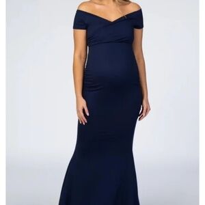 New‎ Pinkblush Navy shoulder wrap mermaid maternity dress